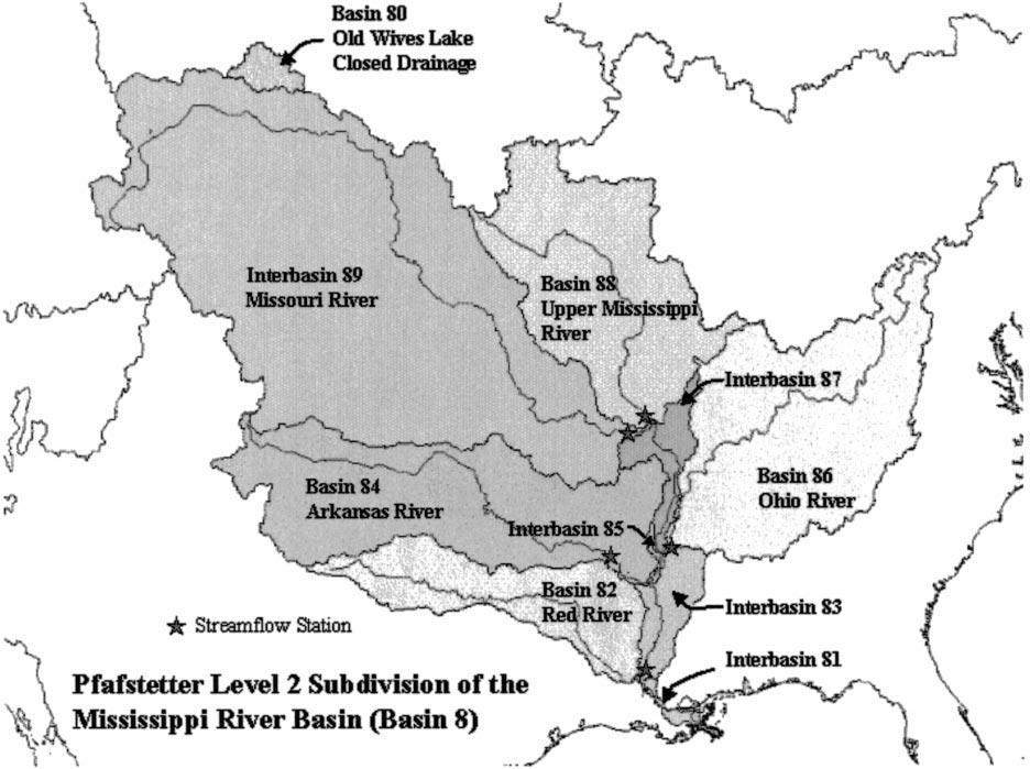 1994 JOURNAL OF CLIMATE VOLUME 14 FIG. 4. Level 2 Pfafstetter subdivision of the Mississippi River basin (adapted from Verdin and Verdin 1999).
