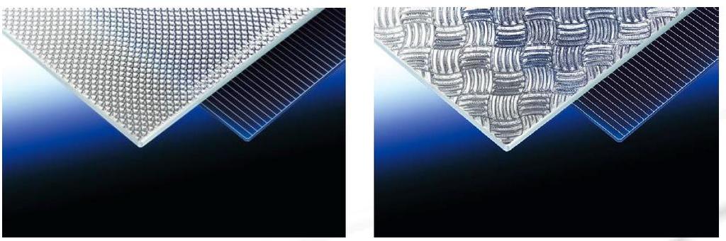 Figure 3.10. San Gobain P (left) and G (right) glass products with geometric surface properties.