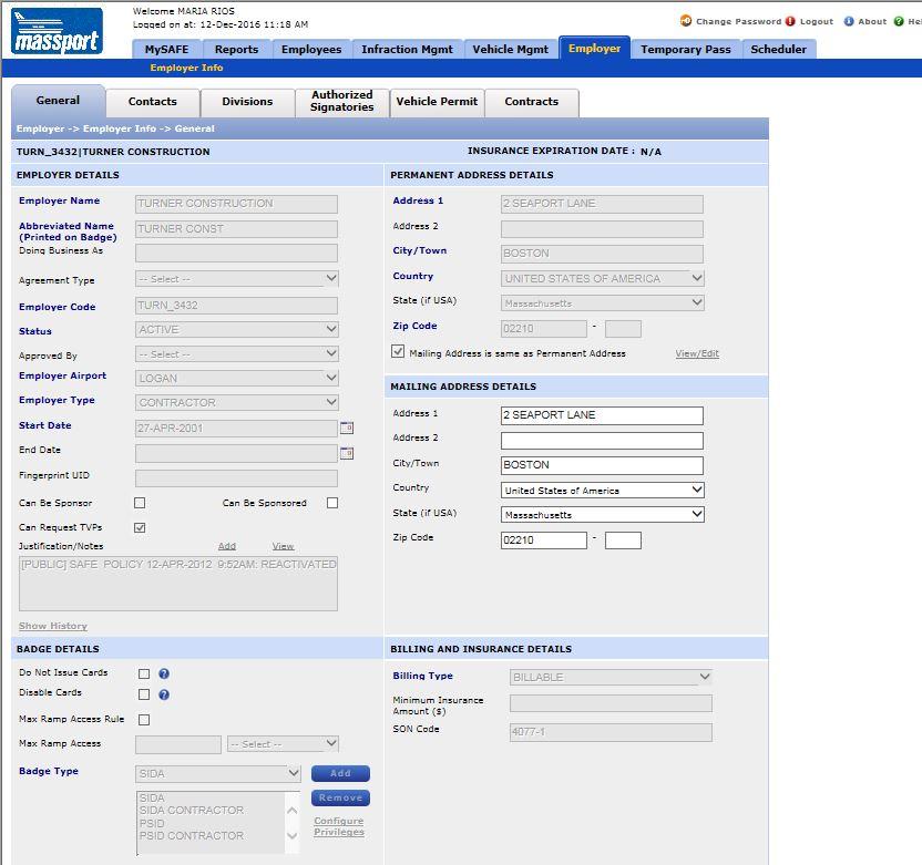 Employer Employer Tab (Con t) General Tab Review the biographic data for the