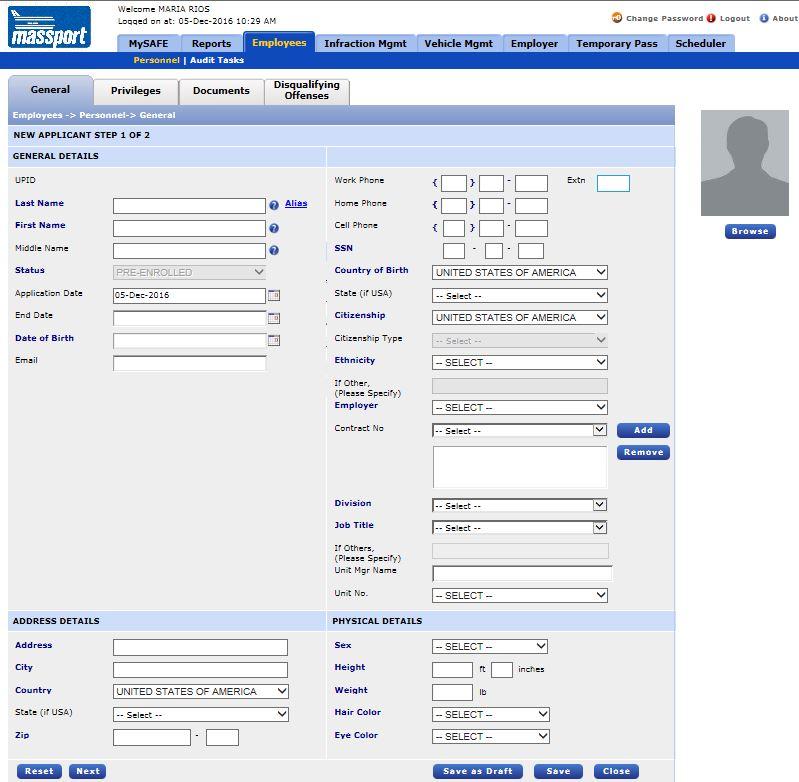 Employee Enrollment Employee General Tab: 1 A The General Tab has (3) Sections: 1. General Details 2. Address Details 3. Physical Details Fill in all mandatory data Fields (BOLD BLUE font) 2 3 5 4 4.