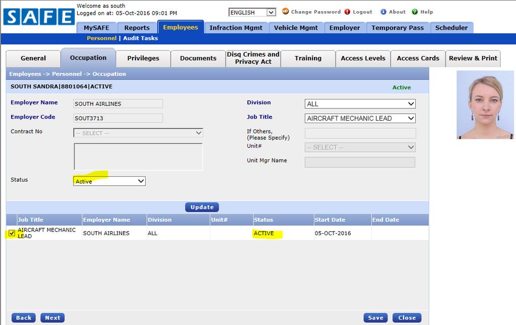 Employee Termination To terminate an Employee: (Con t) 1 3 4 1. Navigate to the Occupation tab 2. Select: Click on the Active occupation to display the data on the top portion 3.