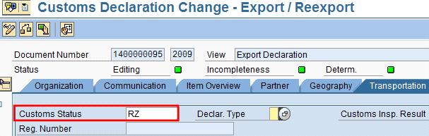 20 Filling Option Indicator The Filing Option Indicator (record YNQ01 in X.12 Format) in previous releases used the field Customs Status in Transportation tab, at the header level.