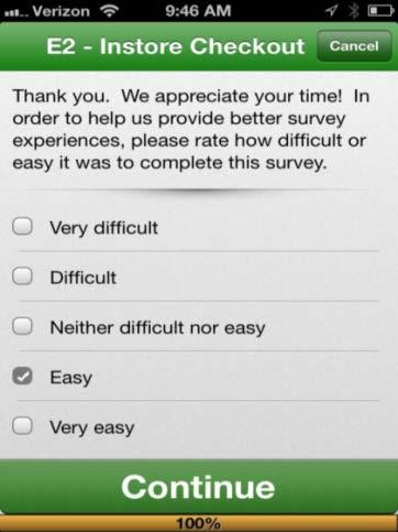 of Very easy responses were compared by survey condition