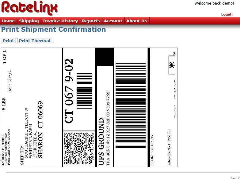 Print Shipment Confirmation Screen 1 1.