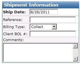 Shipment Information 1 4 1. Enter the date you will be shipping the given freight.. Enter the PO number in the reference field.