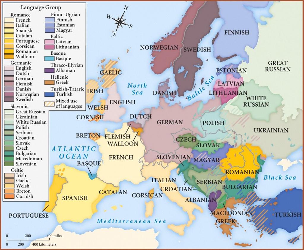 1. What is the purpose of this map? 2. Based on both maps, which language(s) were spoken in France? Spain? Why do you think this was? 3. Which languages were spoken in the Austrian Empire? 4.