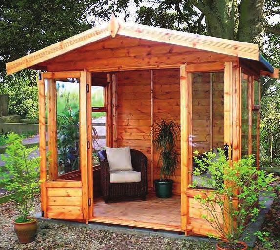 Cedar slatted roof Excluding the Corner Pent model, internal partition walls can be added to create an