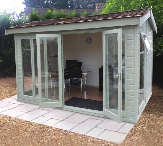 the Studio 12 wide x 8 deep deal Studio Pavilion with optional cedar shingle roof, Coloured painted finish,