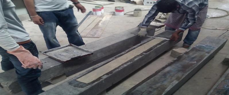 After completion of 24 hours the beams were demould and cured by covering wet gunny bags with water. B. Pre-Stressing of Beams Two mild steel plates of 80X80X10 were used as the end bearing plates.