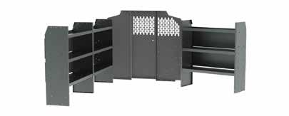 Partition #40640 & Wing Kit #406NL (3) 42 W Adjustable Shelves #48420 (1) Steel 2 Drawer Cabinet #40070 (1) Steel 3 Drawer