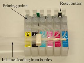 4) Prime CIS ink lines and carts using syringes.