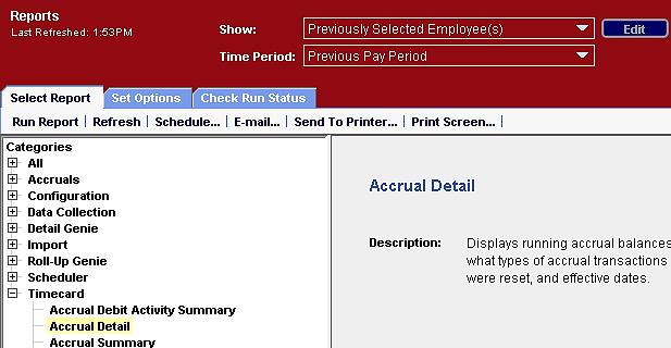 Reports While Genies are an excellent means of displaying a quick overview of the time and attendance information for your department(s), there may be times where you will require reports.