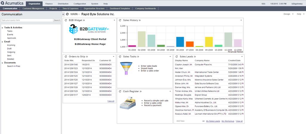 B2B DIFFERENCE BUILT INTO ACUMATICA DASHBOARD When designing our Acumatica integration tool,