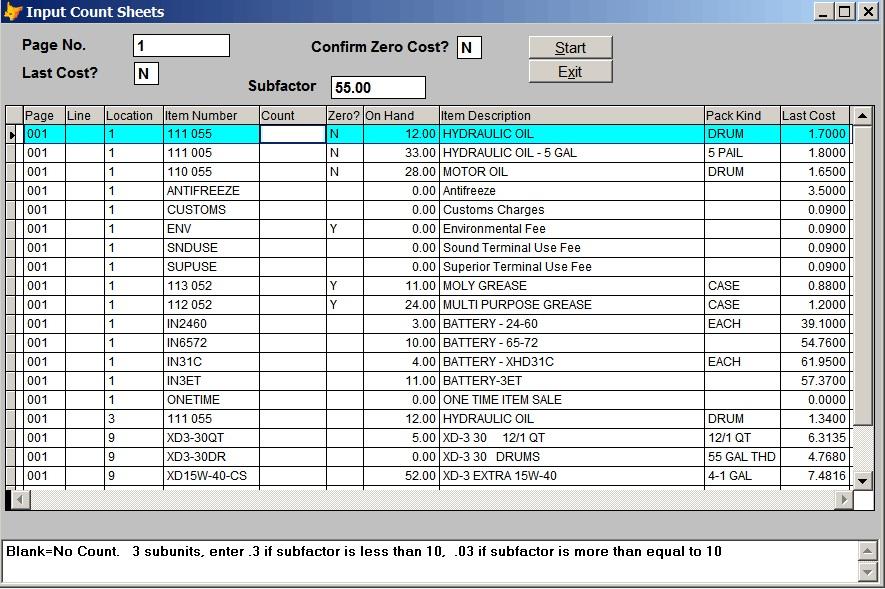 Create/Import Inventory Count Sheets The new Count Sheet input program
