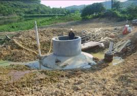 It is composed of 2 sets of 10m3 biogas plant and two biogas storage tanks.