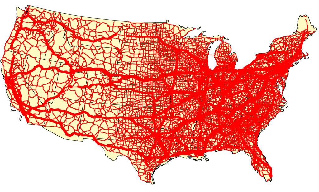 US Truck Freight Flows The highway network is increasingly