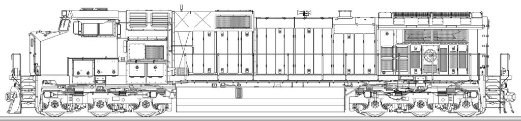Diesel-electric freight locomotive (GE Dash9 C44CW) 4,400 horsepower, 392,000