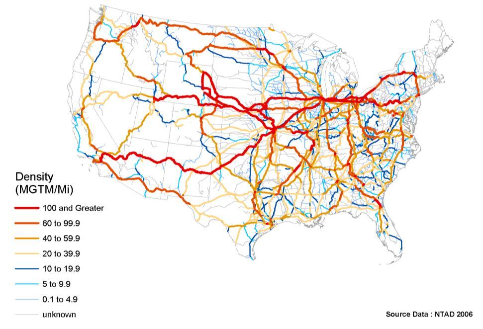 US Freight and Passenger Railroad Networks and Traffic FREIGHT PASSENGER
