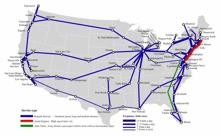 routes Outside Northeast and a few other corridors, most passenger routes