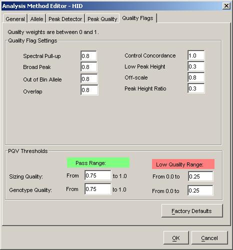 Set up GeneMapper ID Software for data analysis Quality Flags tab settings GeneMapper ID Software IMPORTANT!