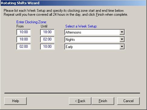 Having made the Daily Settings and Overtime Rules for your week, now select the Week Setup tab and Create new, then wizard and next to the name screen.