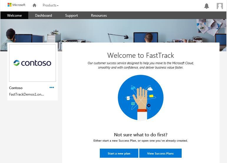 How to navigate the FastTrack site Once signed in, you can create and manage your Success Plans.