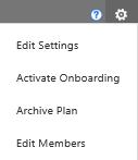 8. To add the Onboarding section into the Success Plan, click the gear icon and select Activate Onboarding.
