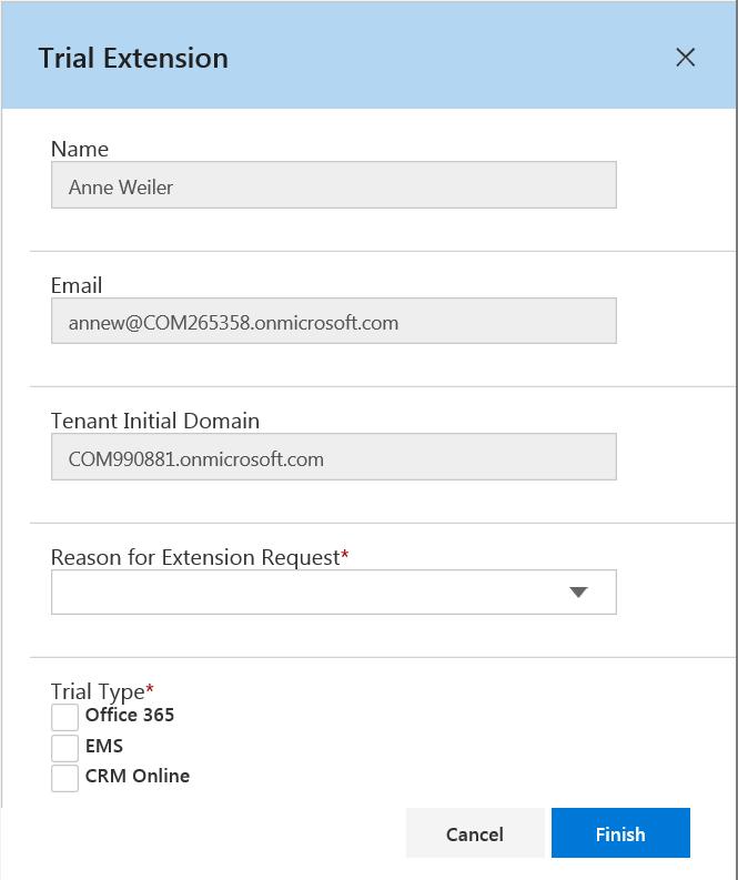 3. Complete the form with your name, email, associated domain, reason for extension, and