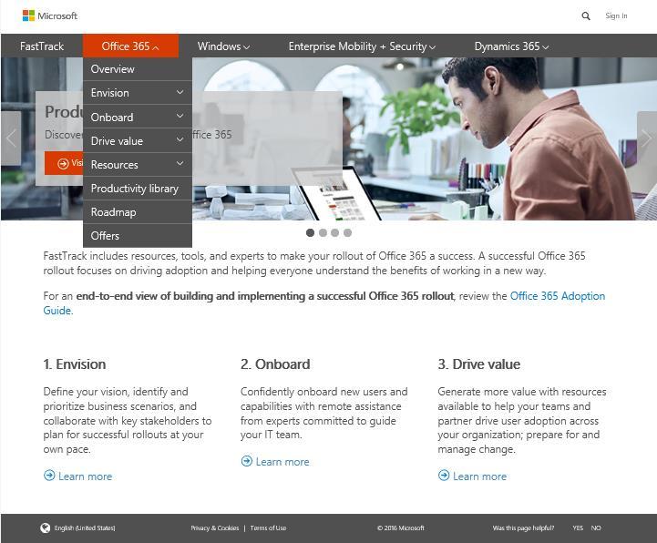 Office 365 Accelerate your rollout of Office 365 by utilizing resources and tools to drive deployment and adoption.