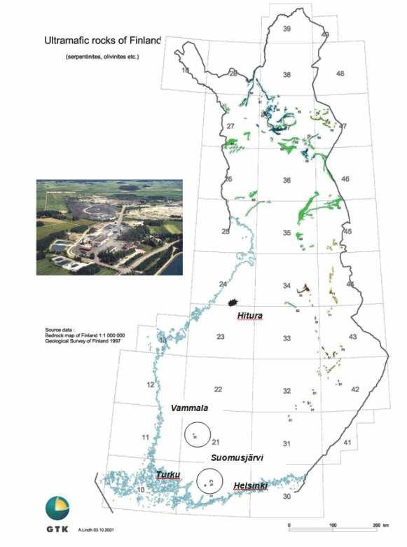 Mineral resources; source-sink links Vammala Mg-silicate resources (~200 Mt rock) ~85 km Meri-Pori power