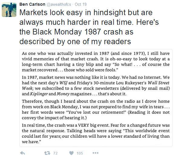 The memory of 1987 black Monday when the stock market horribly crashed: While a sudden and big price movement can leave a negative balance in your trading account, which is your liability to pay to