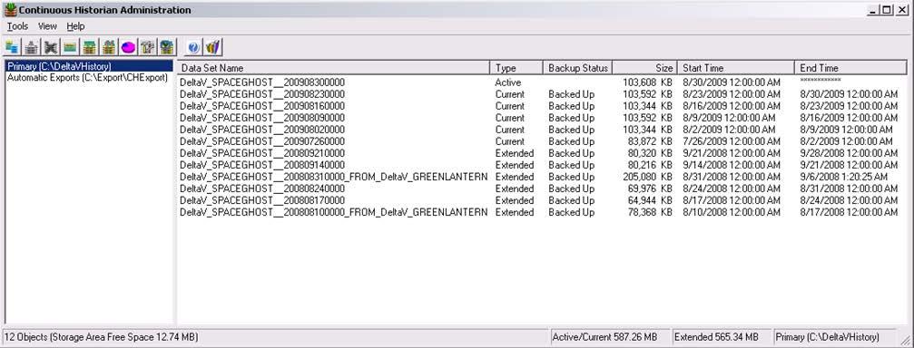 Management of the DeltaV Continuous Historian database is easy through the Administration utility.