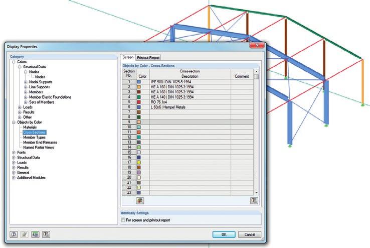 and quadrilateral member loads Selected Features for Results Output and General Functions Setting and saving display properties, program options, toolbars etc.