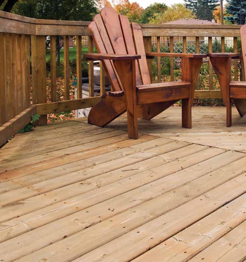 SECTION 2 SELECT YOUR DECKING TREATED WOOD DECKING MAINTENANCE» Requires annual upkeep like sealing, staining, painting and washing DURABILITY» Subject to splintering and