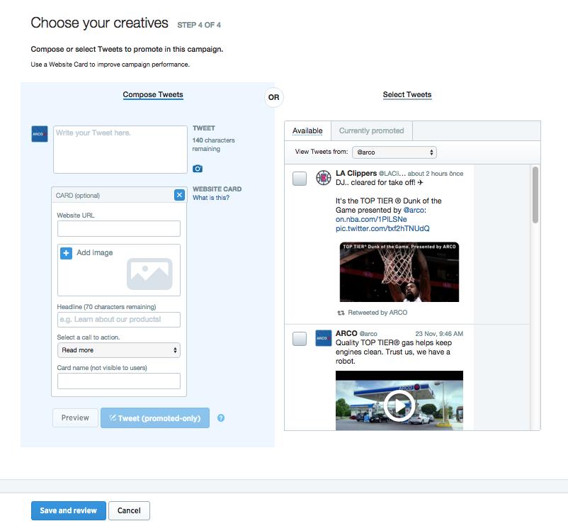 Using CRM for Twitter Targeting Step 4: Build the actual tweet that is the ad product.