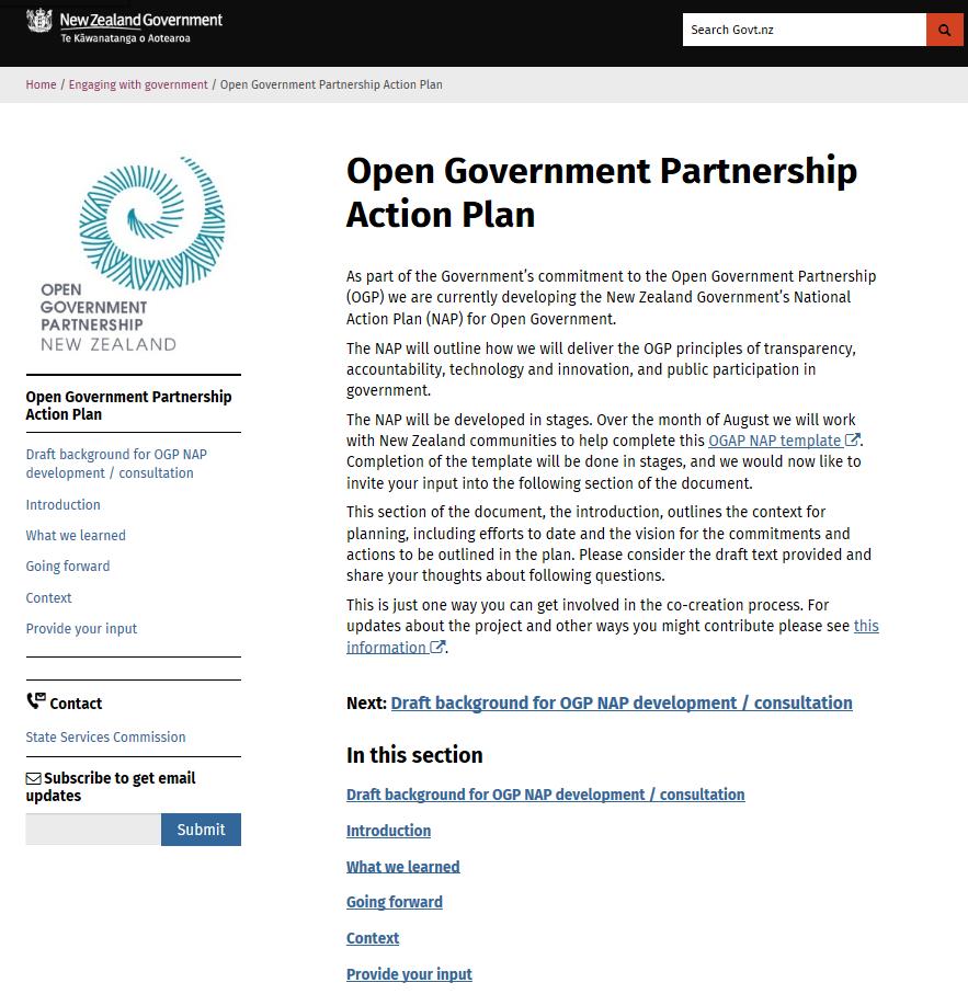 Public engagement through Govt.