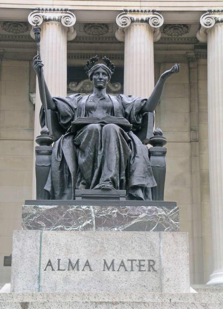 Alma has open arms The bronze statue of 'Alma Mater' by Daniel Chester French.