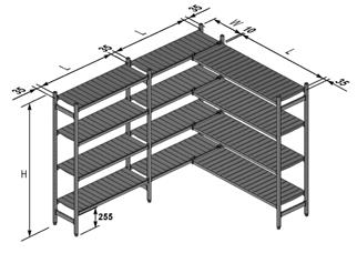 Frame Aluminium frame with adjustable base - Shelf