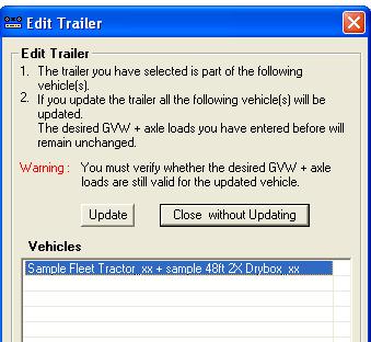 It is important that you follow the instructions. For example, if you edit a Trailer and update it, all previously assembled vehicles with this trailer will also be updated.