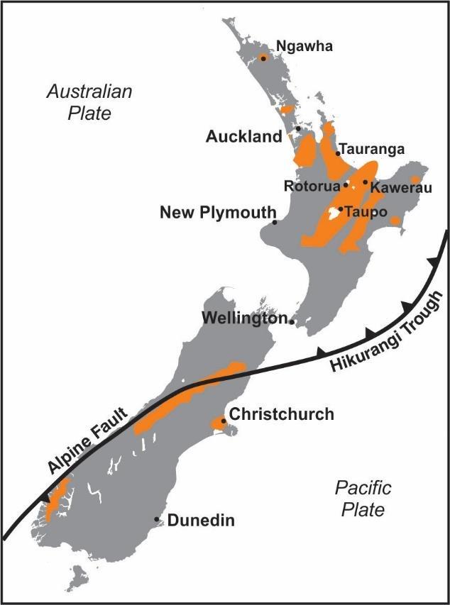 Geothermal Resources in New Zealand 2 Temperatures 30 C-340 C Source of heat, steam and gas