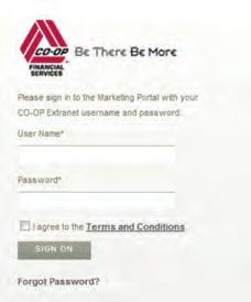 org/marketingportal and sign in with CO-OP Extranet username and password, which you can obtain from Extranet Administrator.