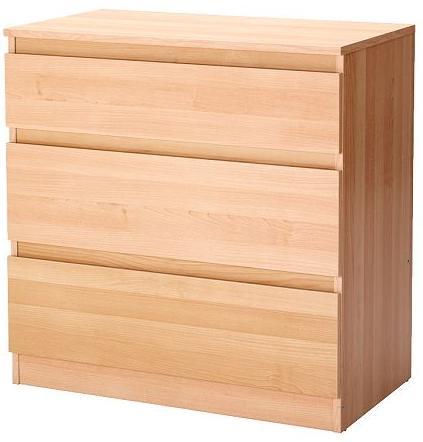 Materials of wood origin in a modern simple chest of drawers Board, 3 types