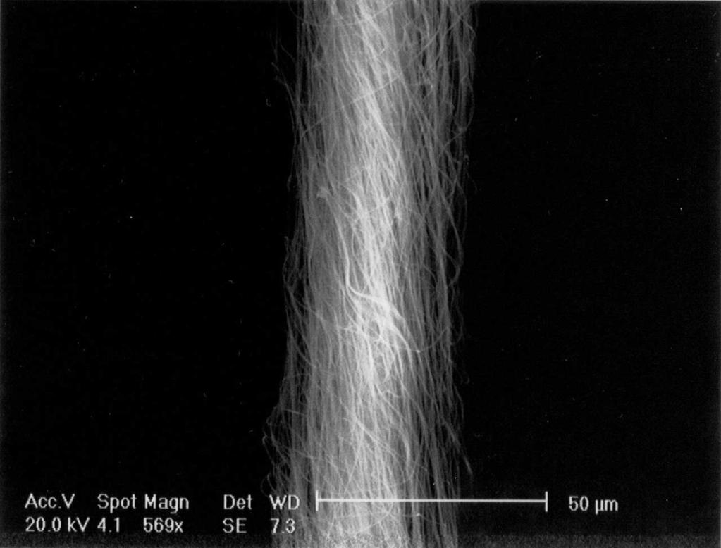 Electrospinning of PAN nanofiber yarn started from 8 kv, but electrostatic forces were not enough to form a strong continuous yarn. We then began Electrospinning from 9.2 kv.