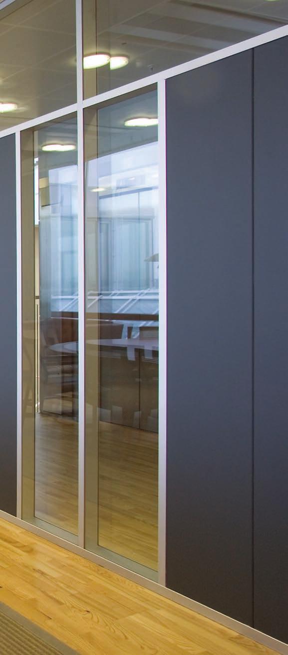DEKO PF - The Alternative to Conventional Drywalls Even though glazed partitions have become a constituent part of con temporary fitting out, the demand for system partitions with discrete detailing