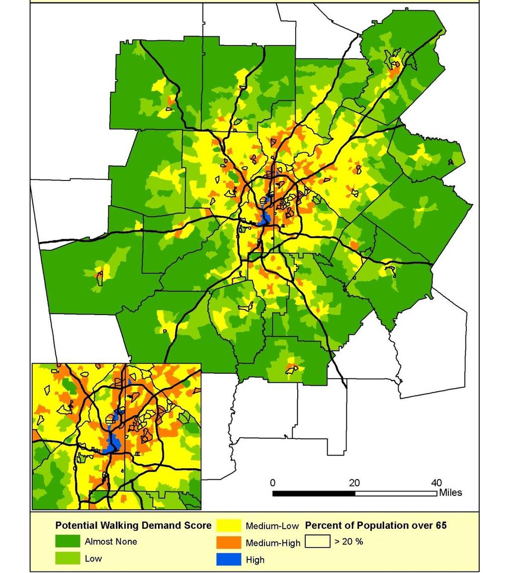 number of street intersections within a half-mile radius of each Traffic Analysis Zone (TAZ) center.