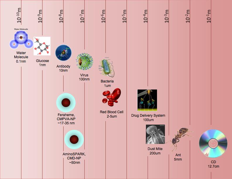 Iron Oxide Nanoparticles for Medical Imaging Figure 1. Scale of various nanoparticles and biological entities.