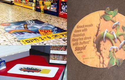 Indoor Carpet Advertising Rigid Clear Velvet Overlaminate Aggressive marketers are taking floor advertising a step further by placing advertisements on indoor carpets near their items being