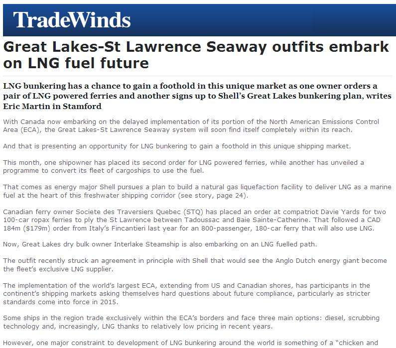24 May 2013 Confirmation... poised for early transition to LNG fuel.