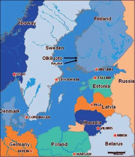 1 Project and its justification Figure 1. Countries of the Baltic Sea region and the location of Rauma and Olkiluoto.