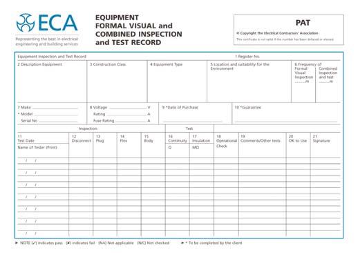 log sheet for each. The first step in compiling the register is to undertake an audit of every piece of electrical equipment within the workplace.